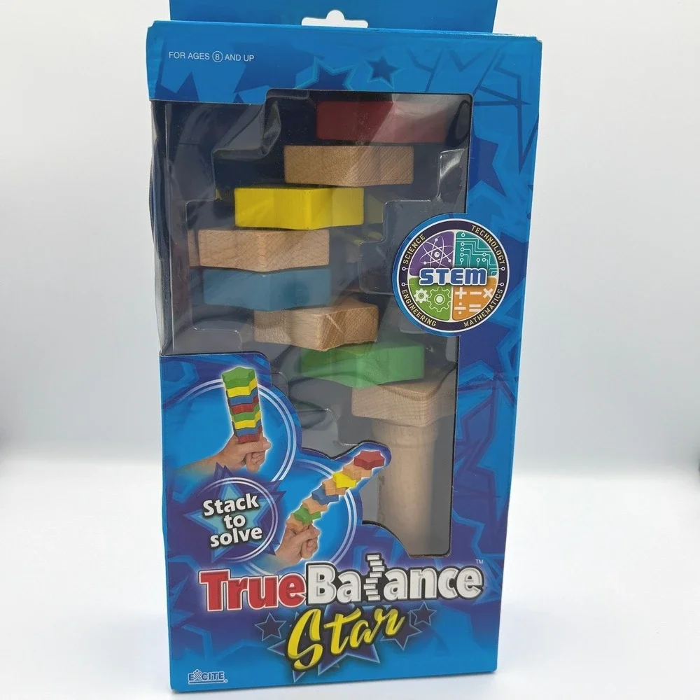 TrueBalance Star Stackable Wooden Coordination STEM Game Ages 8+ Excite Toy